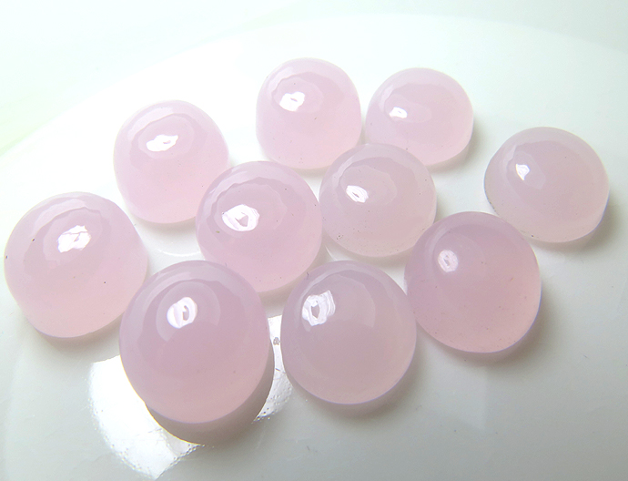 天然石ルース（裸石）・カルセドニー（染め・ピンク）/カボション（ラウンド）【12mm】（10個）