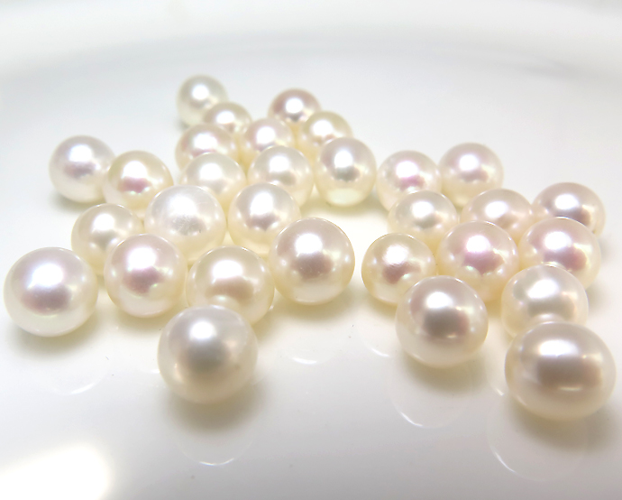 淡水パール真珠（ホワイト系）/穴無パール（ラウンド～セミラウンド5.5～6mm）（5個）