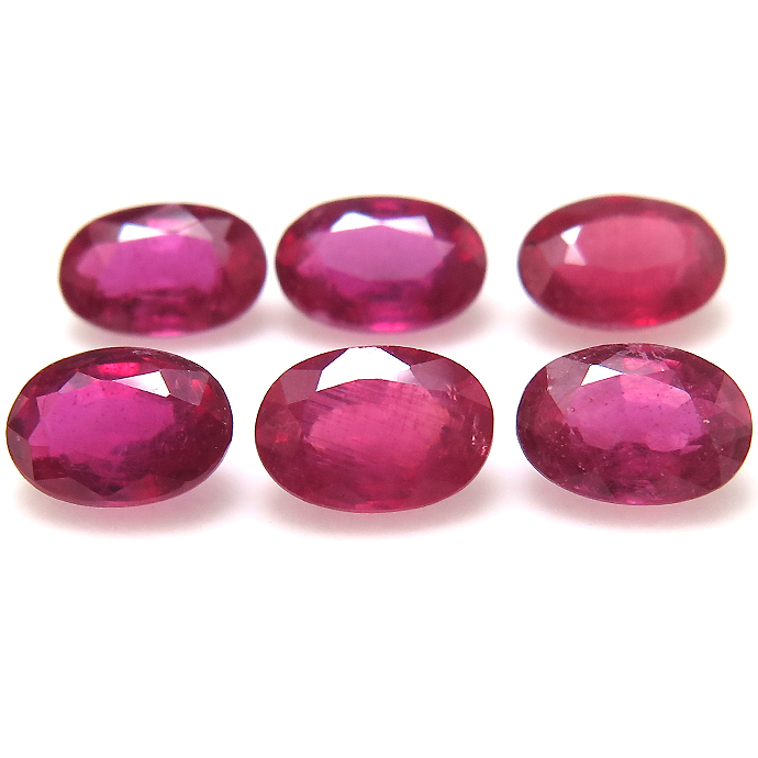 天然石ルース（裸石） ルビー（加熱/鉛ガラス充填・モザンビーク） オーバル【7×5mm】ファセットカット（25個）