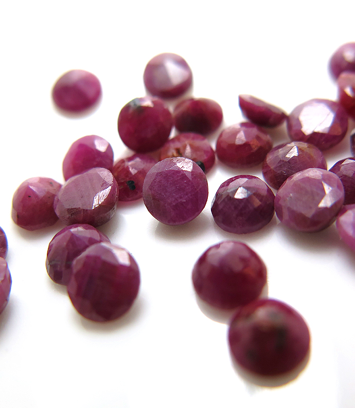 天然石ルース（裸石）・ルビー（インド産）/ラウンド【6mm】ファセットカット（10個）
