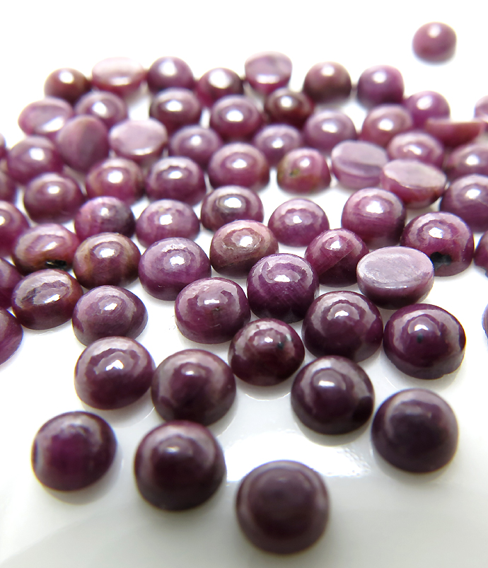 天然石ルース（裸石）・ルビー（インド産）/カボション（ラウンド）【8mm】（25個）