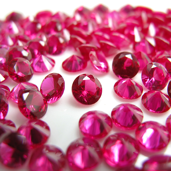 ルビー【AAA】「合成コランダム/火炎溶融法（ベルヌーイ法）」・ルース（裸石）/ラウンド【6mm】ファセットカット（25個）