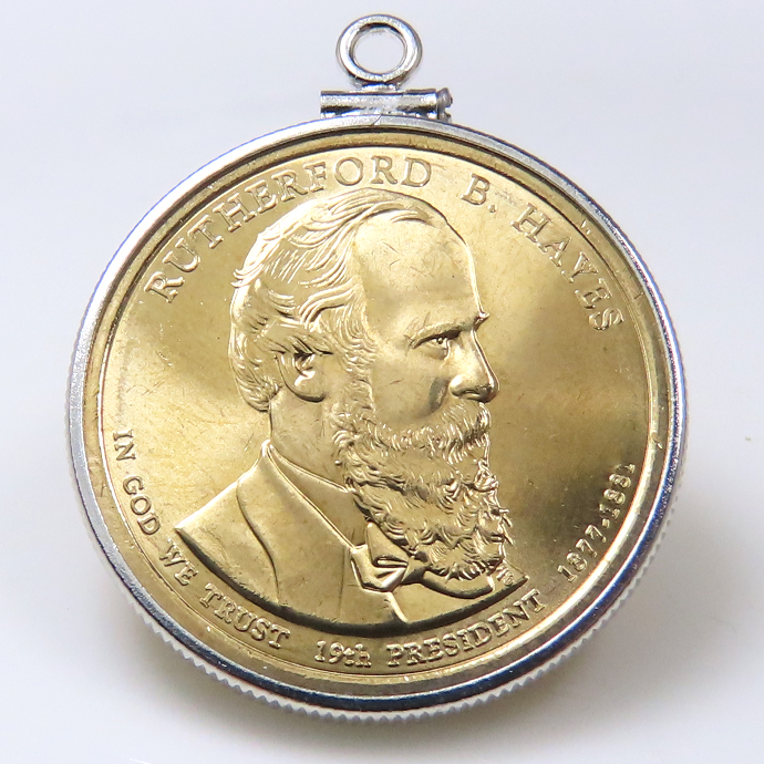 アメリカ大統領1ドル貨 ラザフォード・ヘイズ Rutherford B. Hayes 第19代・コインペンダント・バチカン付 SV925 シルバー
