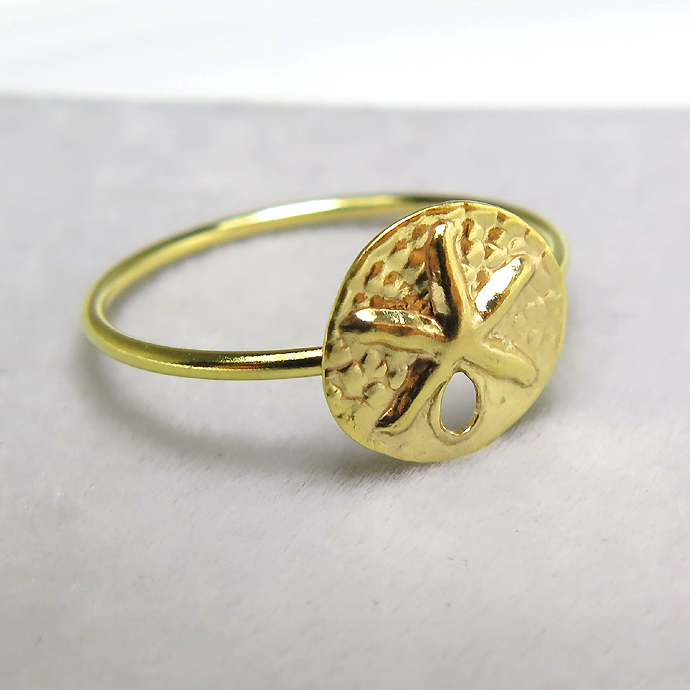 モチーフリング（14kgf指輪）（サンドダラー）（サイズ目安：7号）「ゴールドフィルド」（10個）