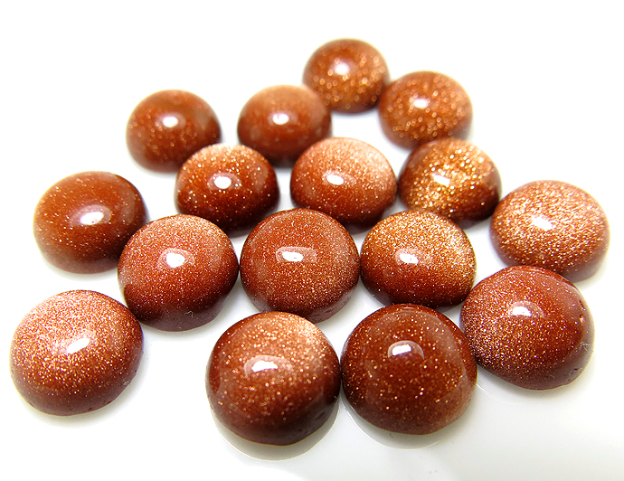 人工石ルース ゴールドサンドストーン（茶金石）カボションカット（ラウンド）【10mm】（5個）