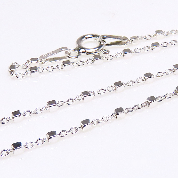 サテライトチェーン ネックレス シルバー SV925 45cm【チェーン幅1mm・キューブ1.5mm】5本