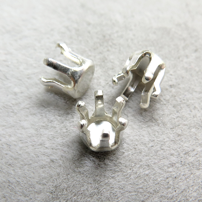 シルバーパーツ925/空枠・ラウンド3mm（6本爪）（5個）