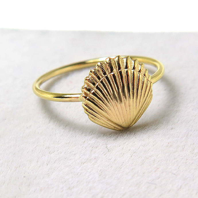 モチーフリング（14kgf指輪）（シェル9mm）（サイズ目安：7号）「ゴールドフィルド」（1個）