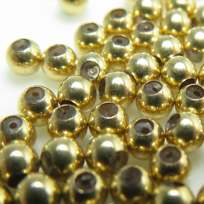 14kgfパーツ スマートビーズ シリコン入 3mm（穴0.5mm）スムース/シームレス ゴールドフィルド（25個）