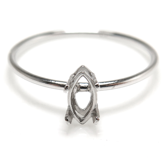 シルバー 指輪 空枠 リング パーツ マーキス 縦 6×3mm 4本爪 SV925 （サイズ目安：13号） 25個