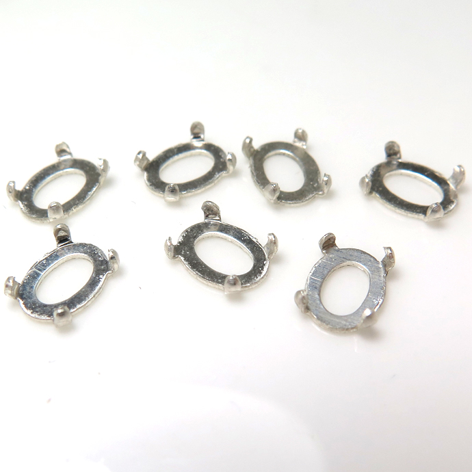 シルバー925空枠 カボション4本爪（オーバル6×4mm） SV925 （100個）