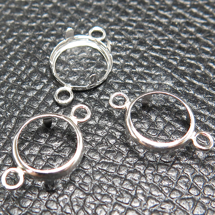 石枠 空枠 コネクター シルバー925 金具 パーツ ラウンド 8mm （10個）