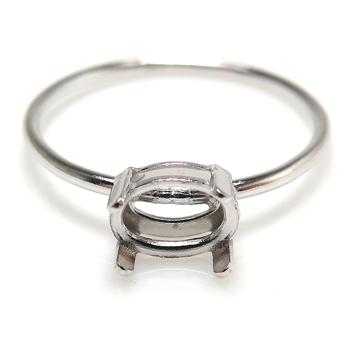 シルバー 指輪 空枠 リング パーツ オーバル 横 6×4mm 4本爪 SV925 （サイズ目安：13号） 10個