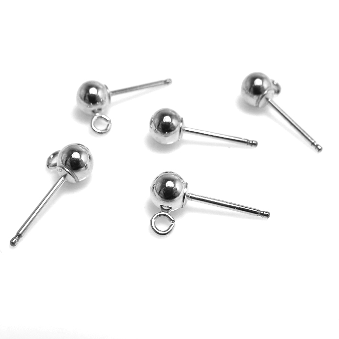 シルバーパーツ（sv925）/丸玉カン付きピアス ボール 4mm （5ペア）
