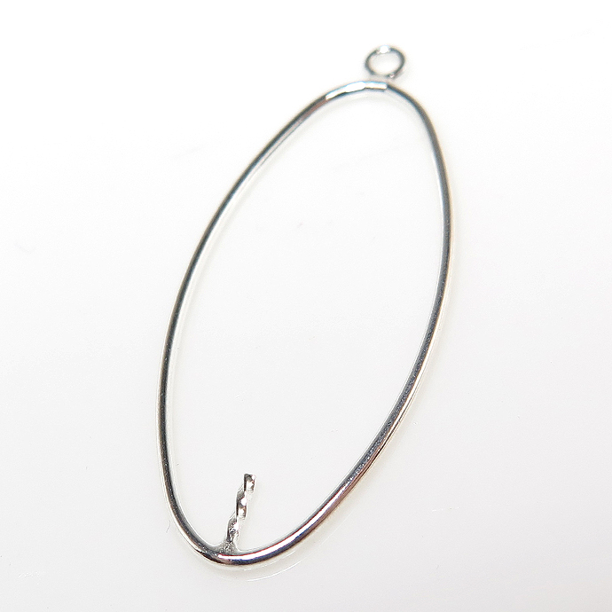 シルバー SV925アクセサリーパーツ シャンデリア オーバル 突刺し 30mm×15mm（10個）