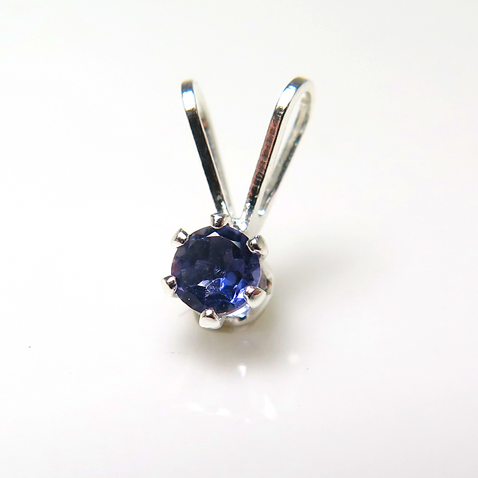 シルバーペンダントトップ 天然石アイオライト＜3月・9月誕生石＞ （ラウンド3mm）sv925（5個）
