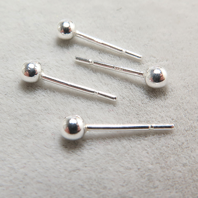 シルバーパーツ（sv925）/丸玉ピアス「3mm」（10ペア）