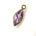 14kgfチャーム/天然石チャームアメジスト（ブラジル）（マーキス8×4mm）ベゼル「ゴールドフィルド」（1個）