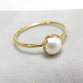 14kgfリング（指輪）淡水パール真珠5mm（カボション・ラウンド）（サイズ目安：7号）「ゴールドフィルド」（1個）