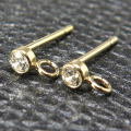 14kgfピアス パーツ（カン付）キュービックジルコニアCZ 2mm ゴールドフィルド（1ペア）