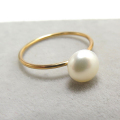 14kgfリング淡水パール指輪（ボタン6mm）（サイズ目安：9号）「14kgf（ゴールドフィルド）」（1個）