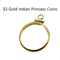 コインフレーム コイン枠   インディアン 金貨 3ドル プリンセスヘッド（20.5mm×1.4mm）ゴールドフィルド・12KGF （1個）