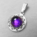 アメジスト ペンダントトップ・バチカン 天然石チャーム＜2月誕生石＞（カボション8mm）シルバー SV925（1個）