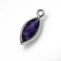 アメジスト チャーム 天然石ペンダント アフリカ（マーキス8×4mm）ベゼル シルバーSV925（1個）