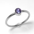 アメジスト シルバーリング 指輪 天然石 ＜2月誕生石＞4mm ラウンド ベゼル「SV925」1個