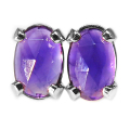 アメジスト ピアス シルバー 天然石＜2月誕生石＞アフリカ ローズカット 6×4mm オーバルカボション SV925 1ペア