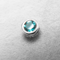 アパタイト ブルーベゼル シルバー チャーム ペンダントトップ 天然石（ラウンド4mm）SV925（1個）