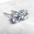 アクアマリン ピアス シルバー 天然石 5mmラウンド6本爪 SV925＜3月誕生石＞（1ペア）