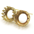 ピアス 空枠 石枠 ラウンド クラウン（ベゼルセッティング/カボション）8mm（真鍮ブラス・ゴールドカラー）2ペア