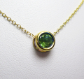 ペリドットネックレス チェーン ペンダント 天然石 14kgf ベゼル 6mm ゴールドフィルド 1本