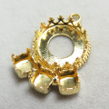 ベゼル チャーム 石枠 空枠 （ラウンド12mm＋5mm×3）アクセサリー（真鍮ブラス・ゴールドカラー）（1個）