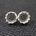 ピアス 空枠 ラウンド クラウン（ベゼルセッティング/カボション）6mm（真鍮ブラス・シルバーカラー）1ペア