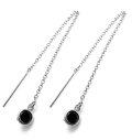 シルバー チェーンピアス（アズキ）天然石ブラックスピネル・4mm「SV925」