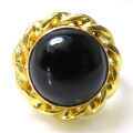 ブラックオニキス リング 天然石 指輪（カボションラウンド・12mm）真鍮ブラス・ゴールドカラー サイズ目安12号