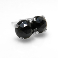 ブラックスピネルピアス  ローズカット 天然石 シルバーSV925  ラウンド6mm （1ペア）