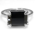 ブラックスピネル リング 指輪 天然石  オクタゴン レクタングル 10×8mm 真鍮ブラス シルバーカラー
