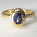 アイオライト 指輪 リング オーバル 楕円 天然石 7×5mm 真鍮ブラス・ゴールドカラー 1個