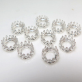 ベゼル空枠クラウン（ベゼルセッティング/カボション用）（ラウンド6mm）（真鍮ブラス・シルバーカラー）（8個）