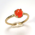 天然石リング 指輪 カーネリアン ハンマードリング（4本爪 カボション ラウンド 5mm）（真鍮ブラス・ゴールドカラー）