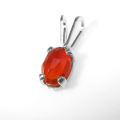 カーネリアン チャーム ペンダントトップ 天然石  ローズカット ＜7月誕生石＞ オーバル6×4mm SV925（1個）