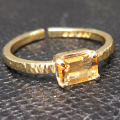 シトリンリング 指輪 天然石  オクタゴン レクタングル 6×4mm 真鍮ブラス ゴールドカラー