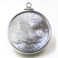 メイン州コインペンダント アメリカ 25セント クォーター  バチカン付 シルバーSV925