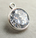 SV925シルバーチャーム/CZキュービックジルコニア（ラウンド6mm）（ホワイト）（1個）