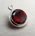 SV925シルバーチャーム/CZキュービックジルコニア（ラウンド6mm）（レッド）（1個）
