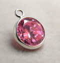 SV925シルバーチャーム/CZキュービックジルコニア（ラウンド6mm）（ピンク）（1個）