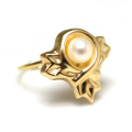淡水パールリング真珠（14kgf指輪）（デザインA・カボション5mm）（サイズ目安：7号）「ゴールドフィルド」（1個）